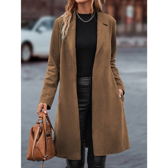 WILA Other - minimalist Lapel collar Open Front Belted pea coat peacoat